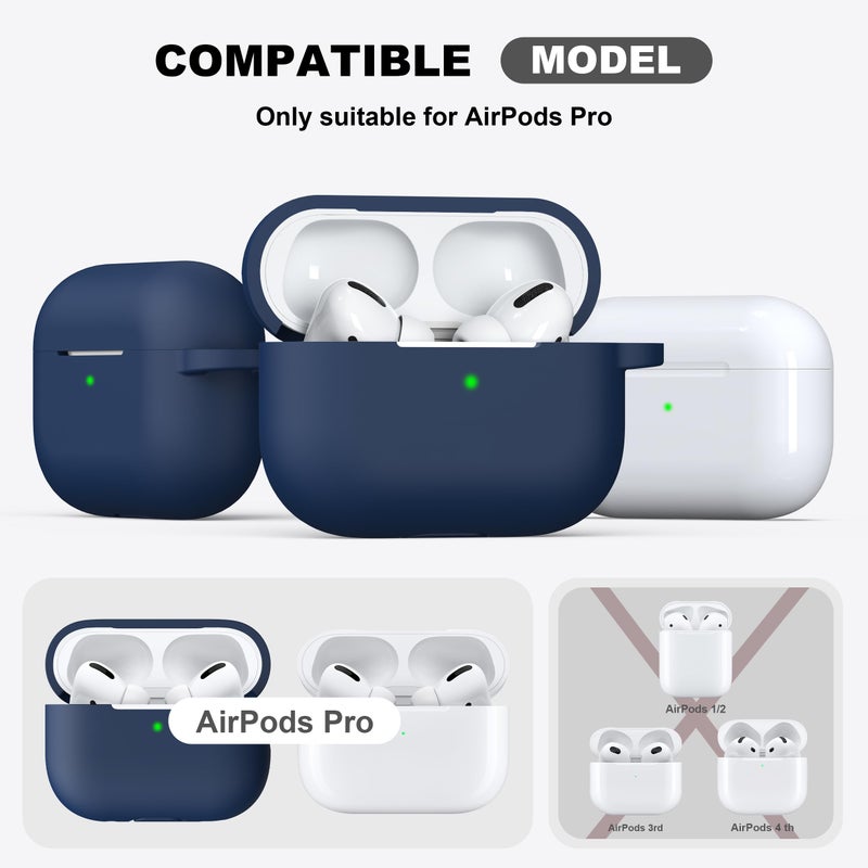 R-fun for AirPods Pro 2nd/1st Generation Case with Cleaner Kit,Soft Silicone Protective Case Cover for Apple AirPod Pro 2/1 for Women Men,AirPods Pro Case Accessories with Keychain,Midnight Blue - Image 4